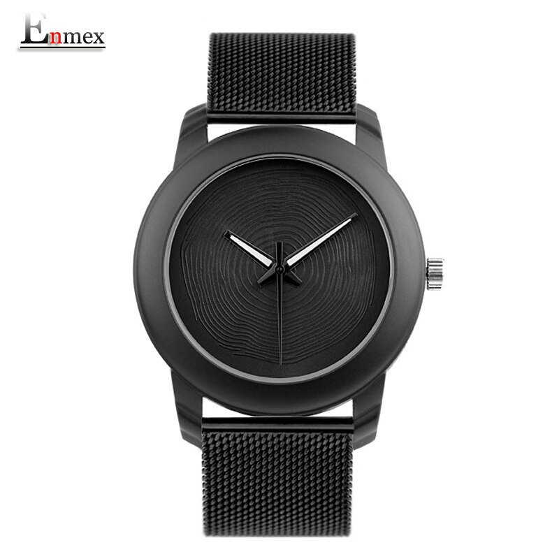 Enmex creatieve stijl cool horloge gloden Lichtgevende handen met roestvrij stalen band Stijlvolle klok quartz horloge: E6840