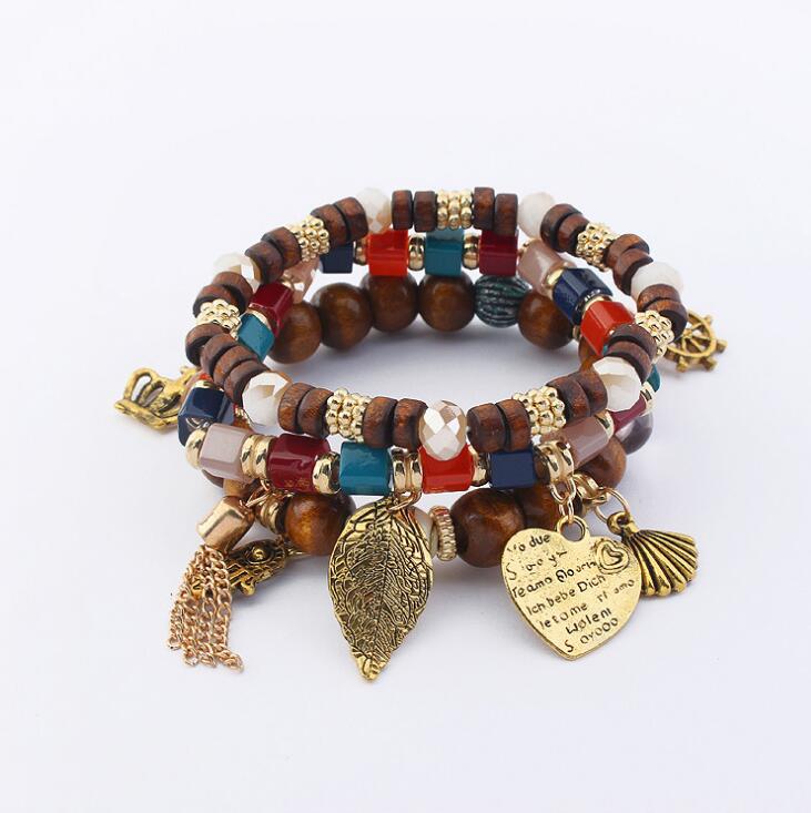 Gedicht Sneeuw Liefdevolle Leaf Multi-Layer Bead Armband: NO 1