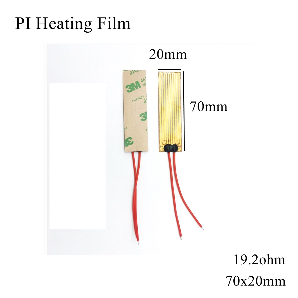 Film chauffant électrique 60x13mm, 5V 12V 24V 110V 220V PI, Film adhésif Polyimide, plaque chauffante électrique, tapis de panneau, feuille de carburant, huile moteur réservoir: 70x20mm