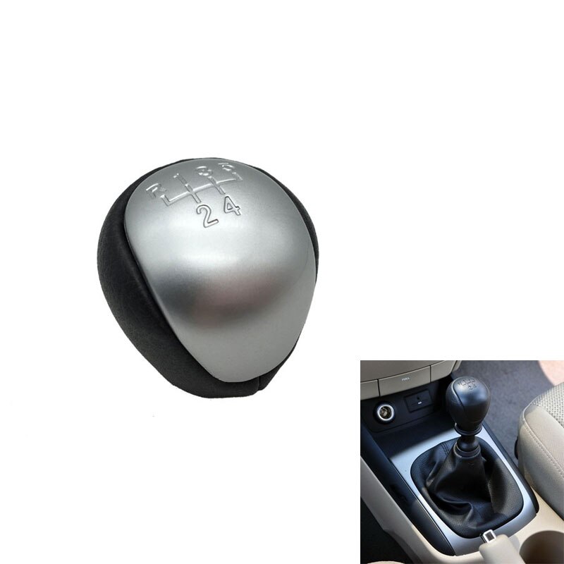 Voor Volvo S60 V60 S80 V70 XC70 XC60 Zwart 1Pc 5/6 Speed ​​Manual Pookknop Lederen Shifter Handbal hoofd Auto Gear Shift Knop (Size : 6-speed