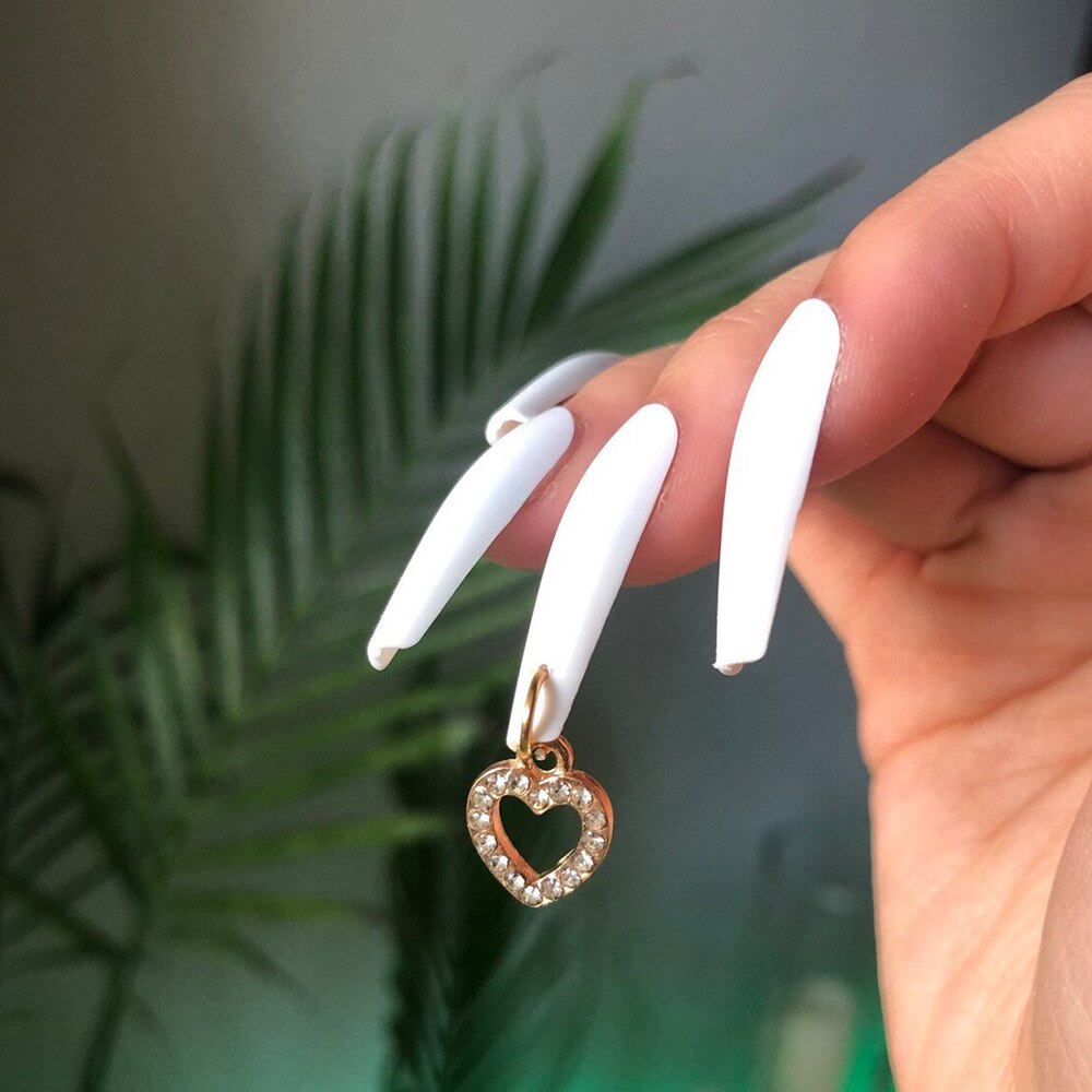 10Pcs Luxurious Hollow Dangle Nail art Charms Golden Star/Heart/Moon /Christian Cross Nail Piercing Jewelry Nail Hoop Pendants#5