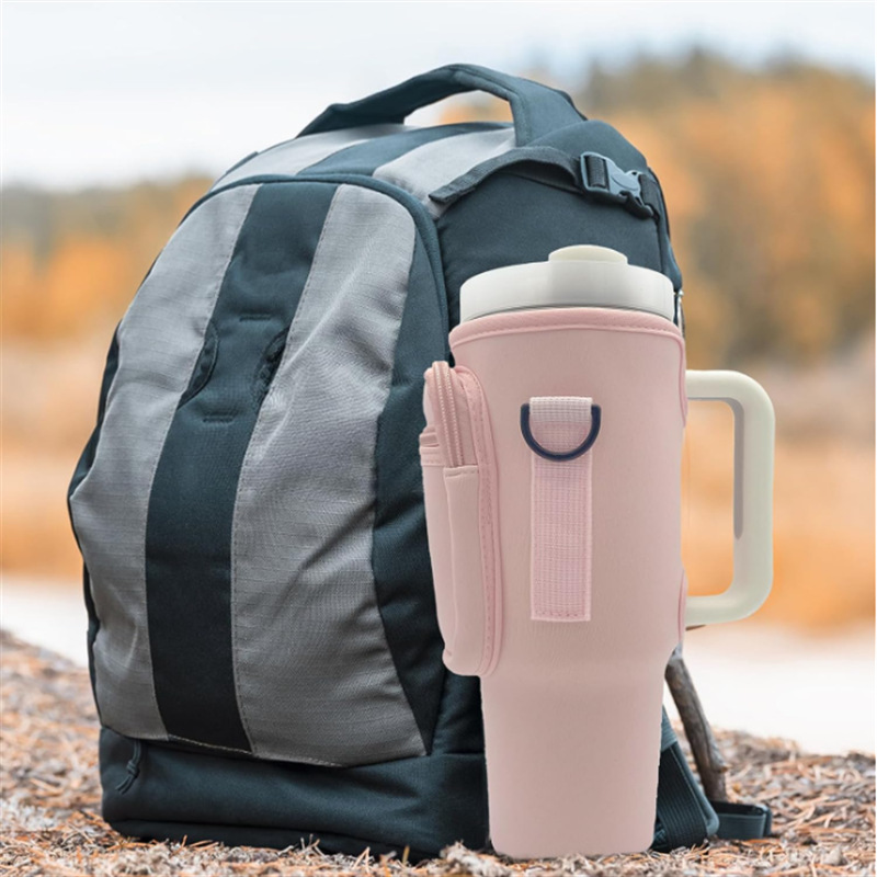 6 kleuren, 40 oz waterfles mok draagt bekerhouder met mobiele telefoonzakje.