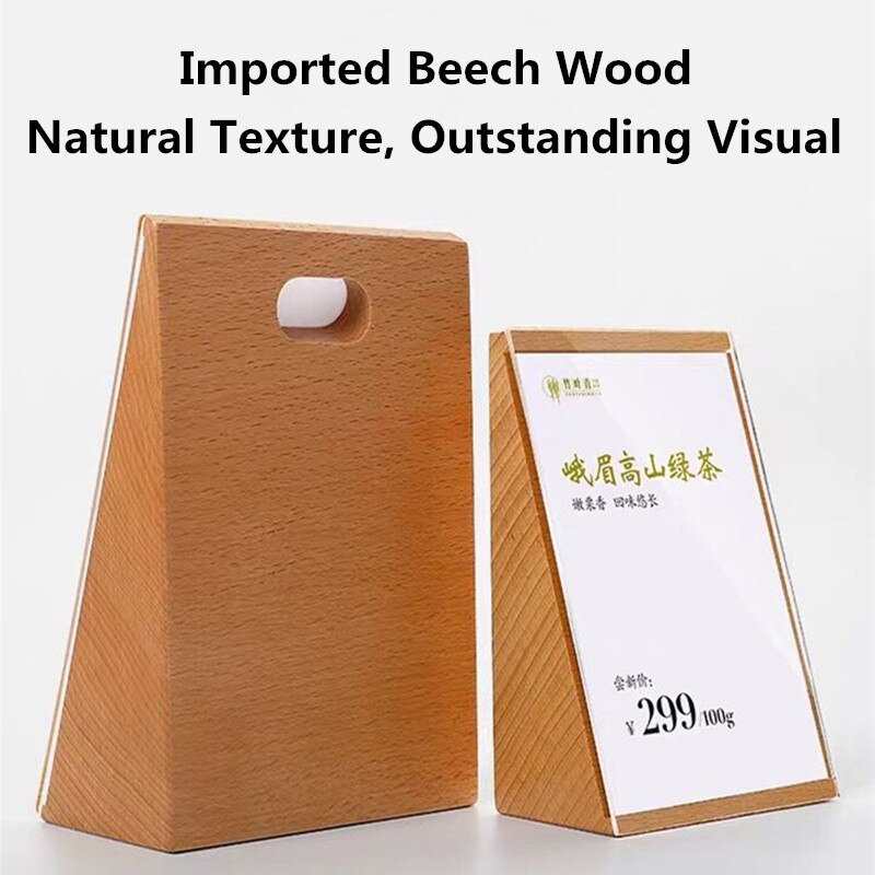 90*55mm Small Slant Back Wooden Table Menu Holder Stand Restaurant Acrylic Price Label Sign Holder Display Racks