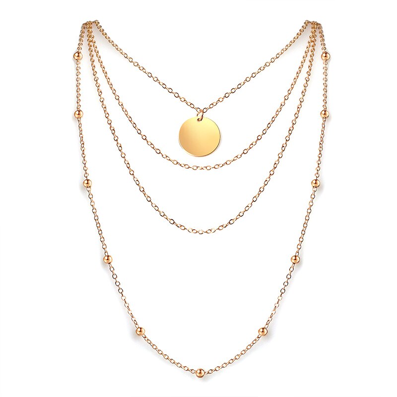 ZWC – colliers Boho Vintage pour femmes, chaîne en or, longue lune, multi-couches, pendentif, bijoux ras du cou bohème,: Gold 074