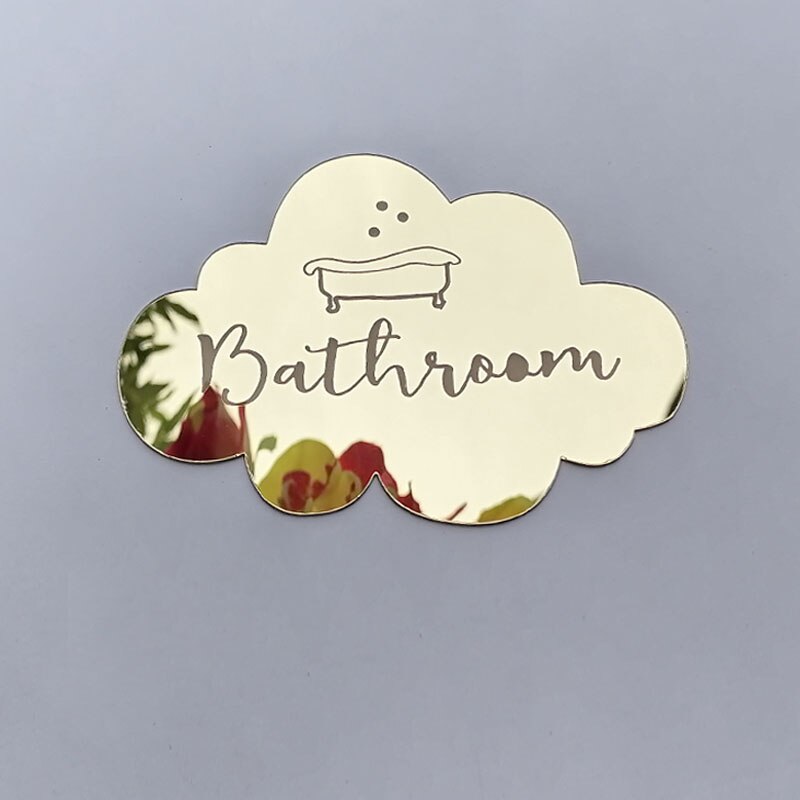 Home Family Hotel Washing Room Acrylic Mirror Door Signs Bathroom Sticker Label Party favor: silver C