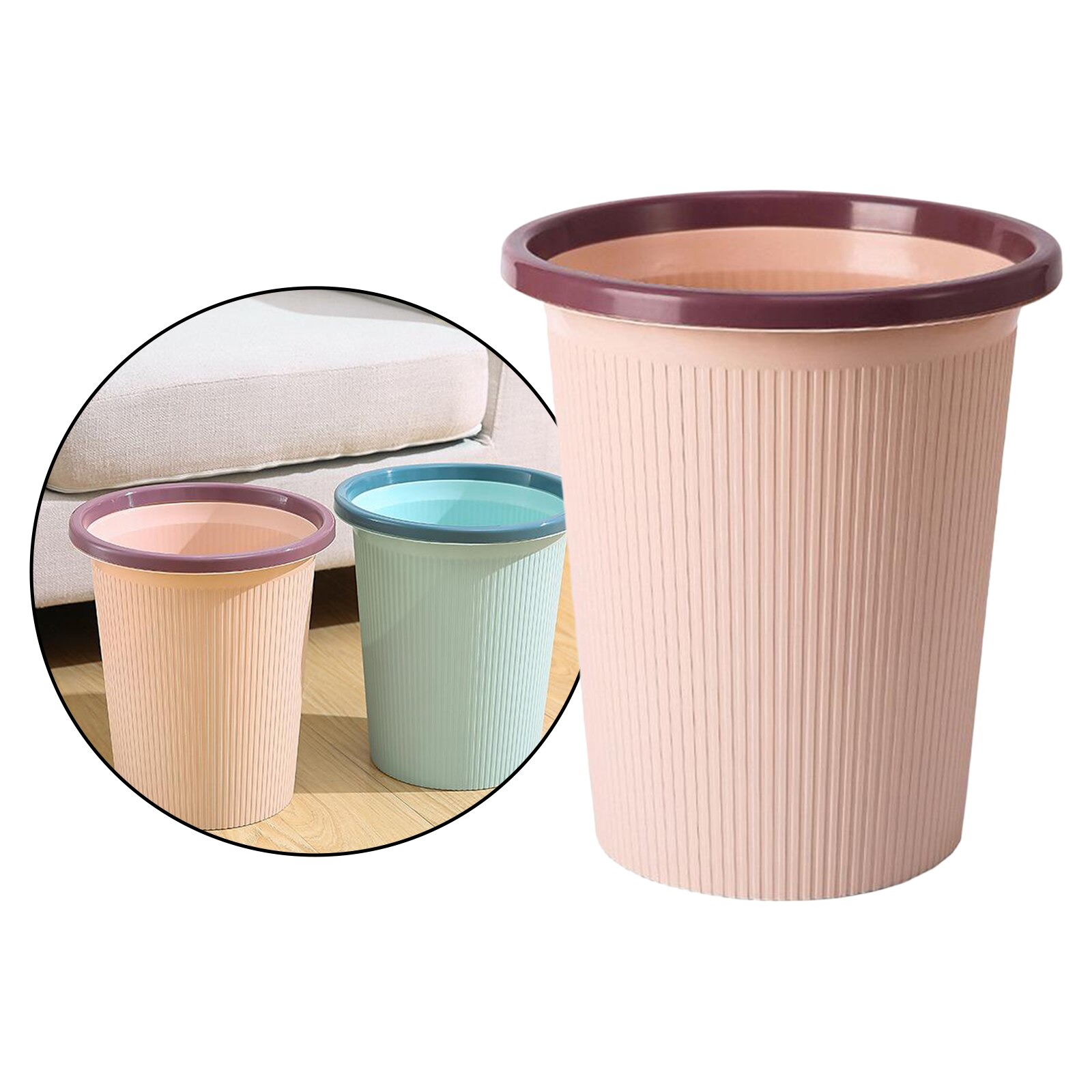 Macaroon Color Trash Can Household Plastic Garbage Can Simple Toilet Kitchen Pressure Ring-Trash Can Living Room: Pink 24.8x16x23cm
