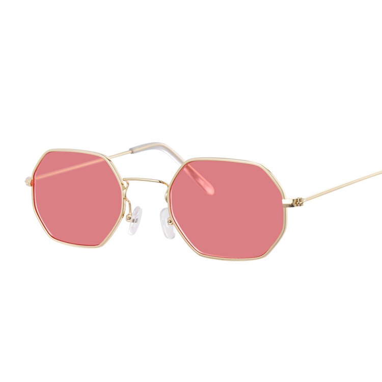 Polygon zonnebrillen dames merk zonnebrillen dames candy kleur legering spiegel street beat winkelen oculos de sol: Goudrood model