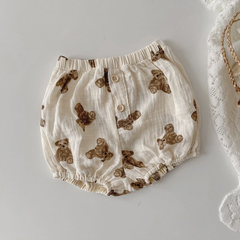 2022 letnie nowe dziecięce śliczne spodnie Pp śliczne nadruk niedźwiedzia dziecięce spodenki chłopięce modne spodenki dziecięce kropka luźne krótkie spodenki malucha