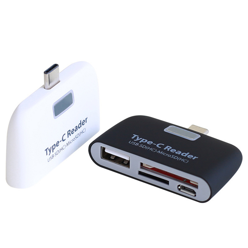USB C Hub Adapter TF/SD Card Reader USB C Hub Multiport Adapter USB C to USB 3.1 with Charging Port, Black, White