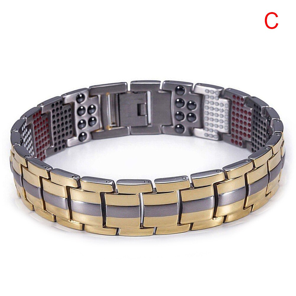 Newly Electroplated black 4-IN-1 Anion Magnetic Bracelet 591 Elements Titanium Men Bracelets: c