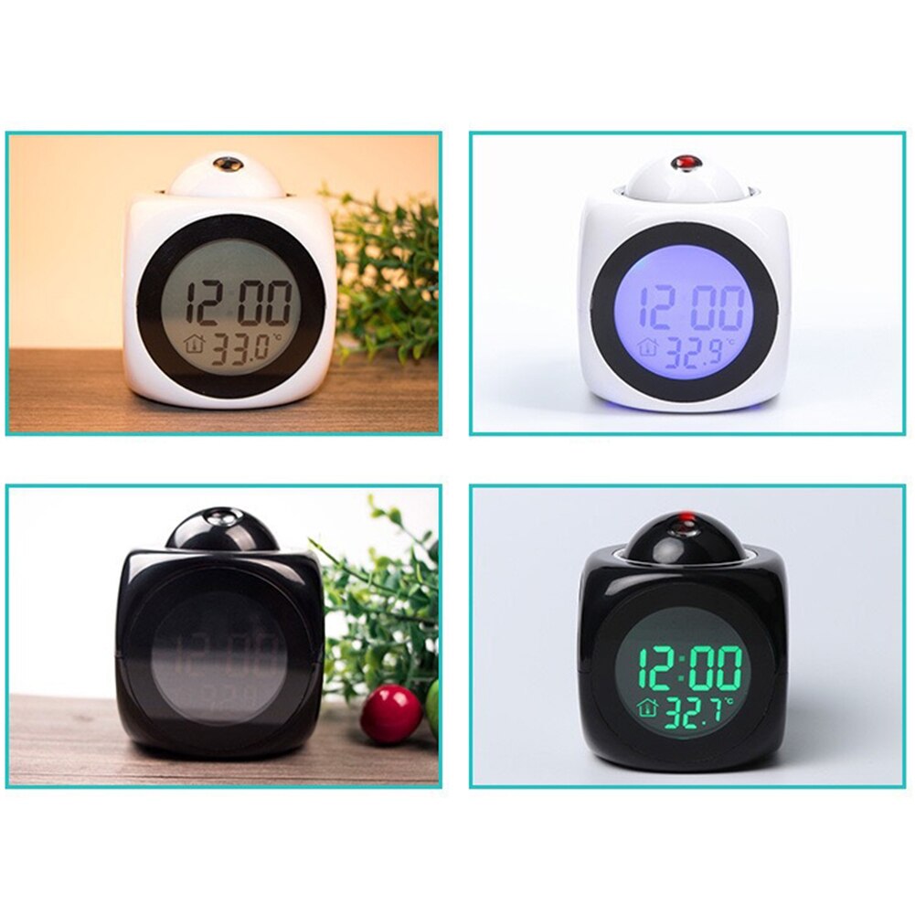 Multifunctional Voice Talking LED Display Time Projection Thermometer Alarm Clock