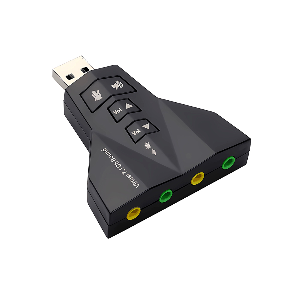 Tarjeta de sonido USB Virtual externa 7 en 1 canal adaptador de Audio de sonido 3D micrófono Dual interfaz de Audio Dual salida independiente