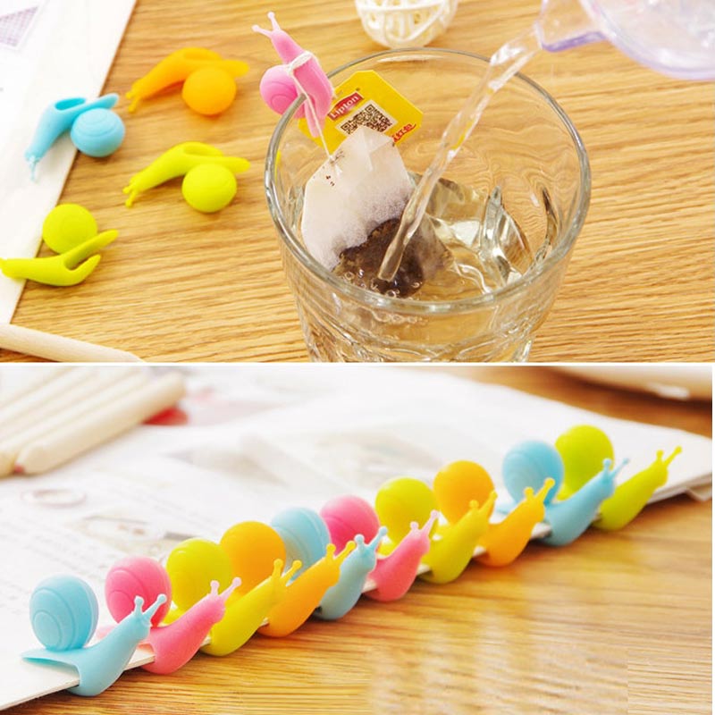 Porte-sachet De Thé En Silicone En Forme D'escargot - Lot De 5 Couleurs, Pratique Et Amusant Pour Tasse Et Voyage - 6