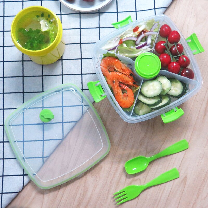 Portable Salad Container Lunch Container Salad Bowl With Dressing Container Salad Kit Microwave Safe Picnic Food Container