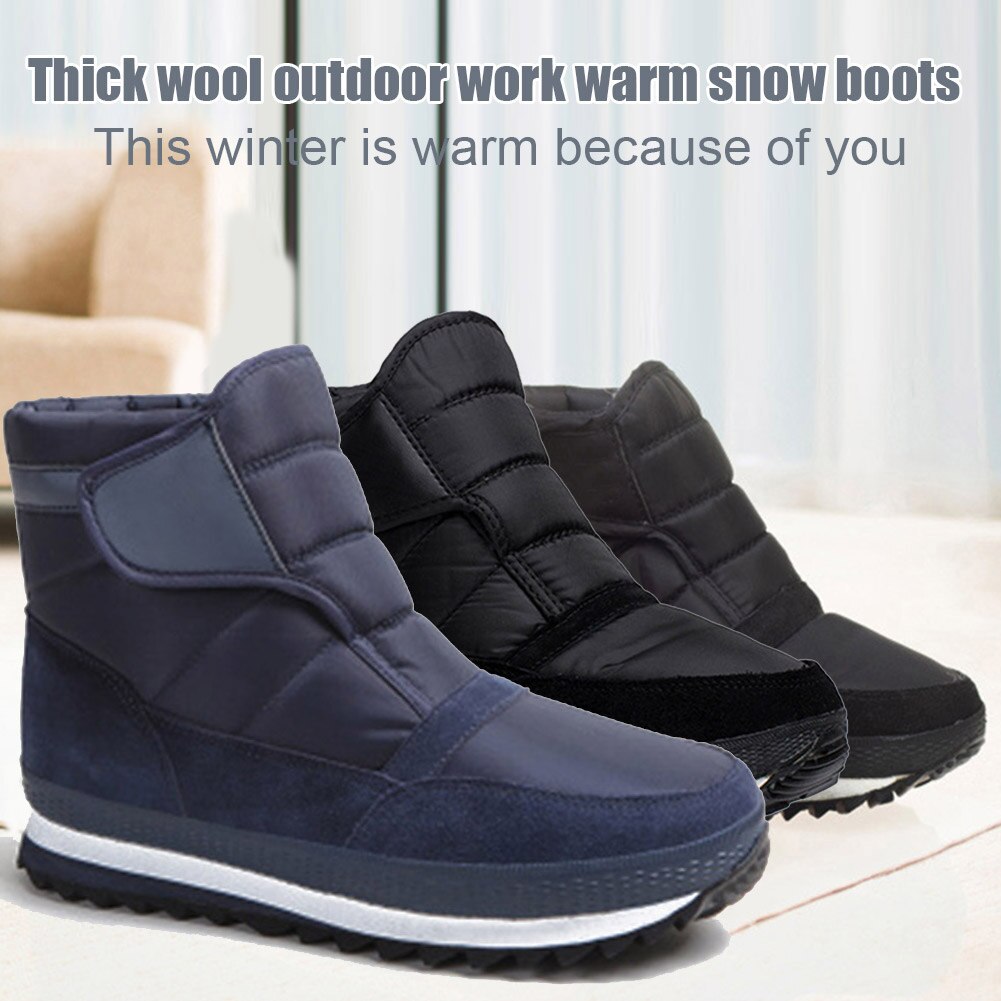 Botas de neve masculina inverno quente impermeável velo forrado tornozelo botas caminhadas sapatos casuais zj55