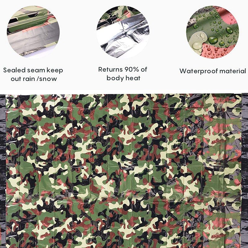 Camping Notfall Schlafsack Camo Sack Ultraleicht Wasserdichte Thermische Raum Decke Überleben Kits für Outdoor Camping