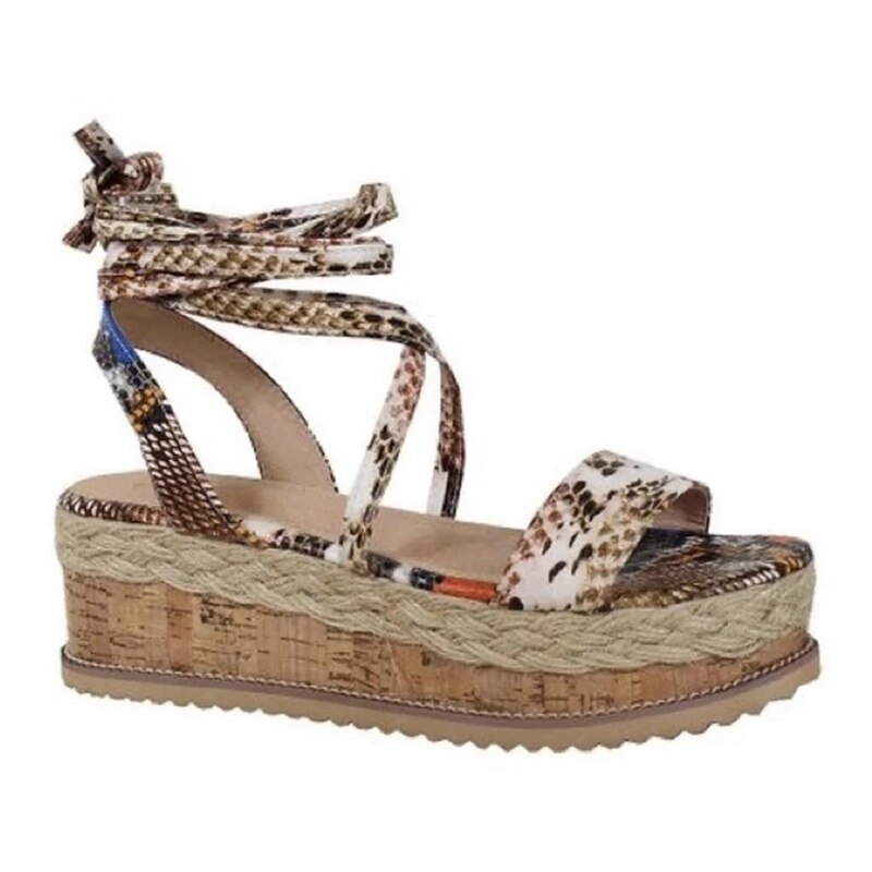 Sommer kvinder slange sandaler platform hæle tværbånd ankelblonder kigge tå strand fest damesko zapatos de mujer