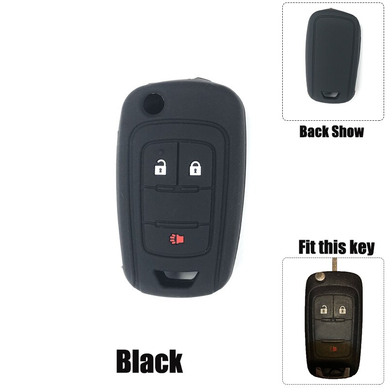 Silicone car key cover key protector keychain case for Chevrolet Cruze TRAX Lova Spark Onix Silverado Volt Camaro Aveo Sail: M Black