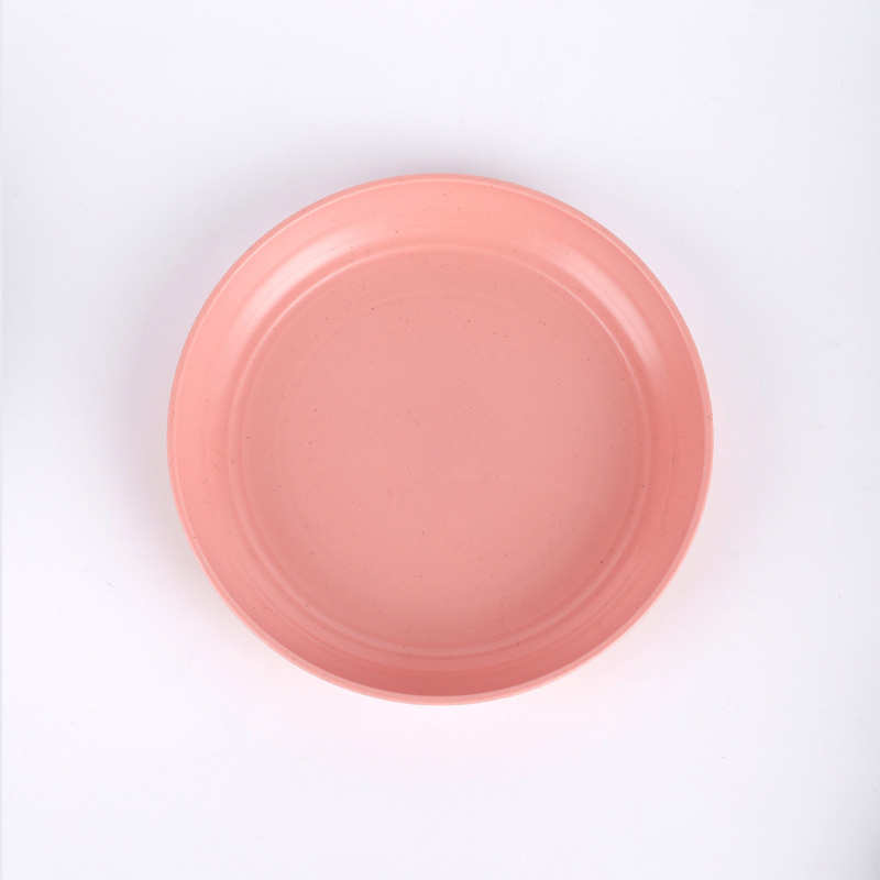 4pcs Eco-Friendly Biodegradable Unbreakable Dinner Plates Set Wheat Straw Restaurant Specialty Saucer For Picnic Dinner Dishes: pink