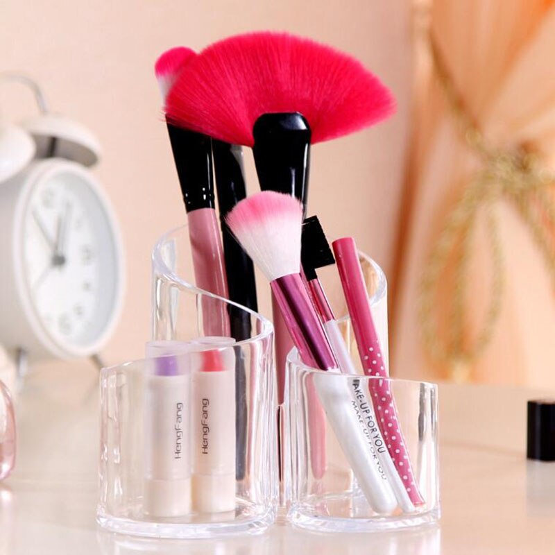 Caja de almacenamiento de brochas de maquillaje, organizador de cosméticos, soporte de exhibición de lápiz labial, caja de almacenamiento transparente, acabado de escritorio para baño y hogar