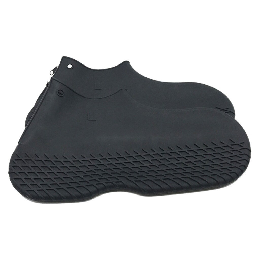 Waterdichte rits Siliconen antislip schoen Cover Outdoor Regendicht Wandelen Skid-proof slijtvaste Schoen Covers outdoor draagbare: Black XL
