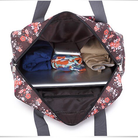 Bolso organizador de viaje con estampado de rosas, bolso de viaje plegable portátil para mujer, bolso de viaje para mujer