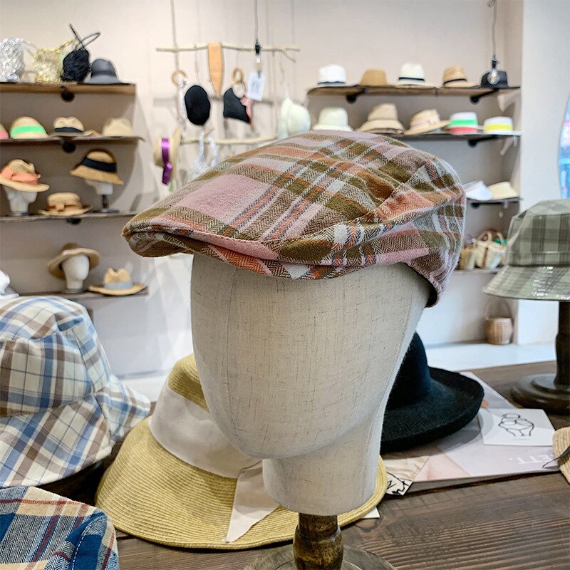 ¡Otoño 202007-JS095! Sombrero de ocio estilo escolar entramado clásico inglés, gorra con visera para hombres y mujeres