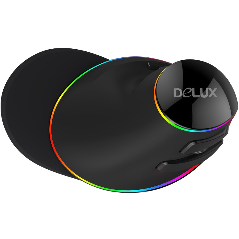 Delux – souris verticale ergonomique M618 Plus, 4000 DPI, filaire, LED, avec tapis de souris, pour ordinateur portable et de bureau