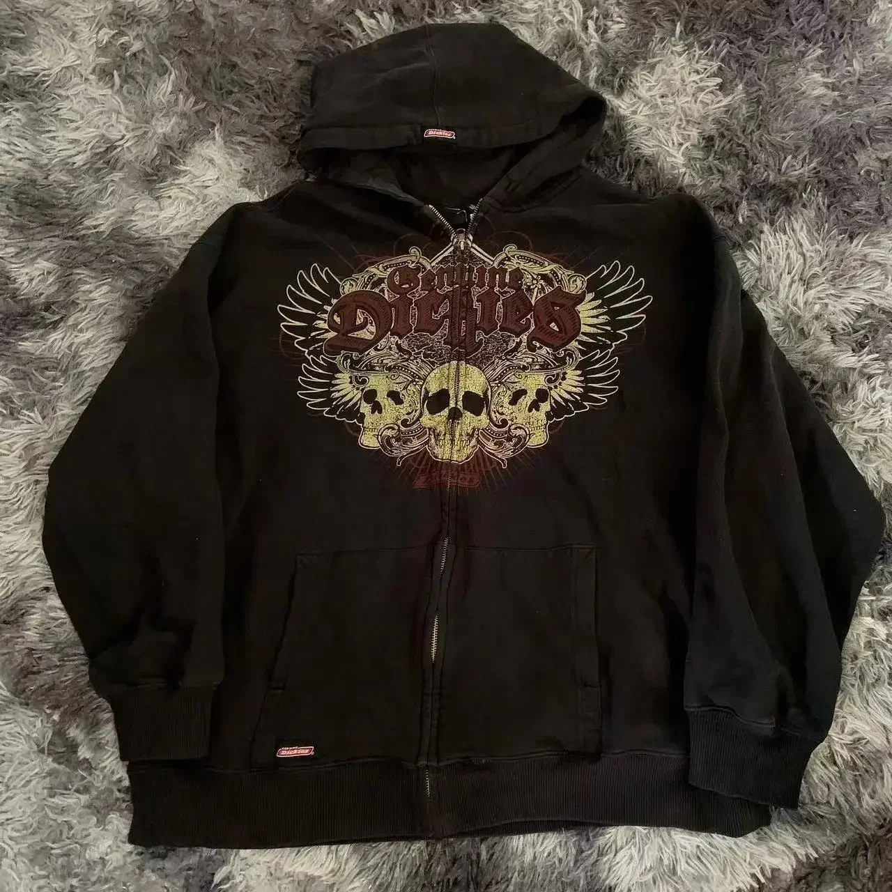 Red Hip Hop Zipper Hoodies Vintage Elite Full Zip Hoodie Sweatshirt Size Skull Printing Red Sweatshirts: XL / SKY BLUE