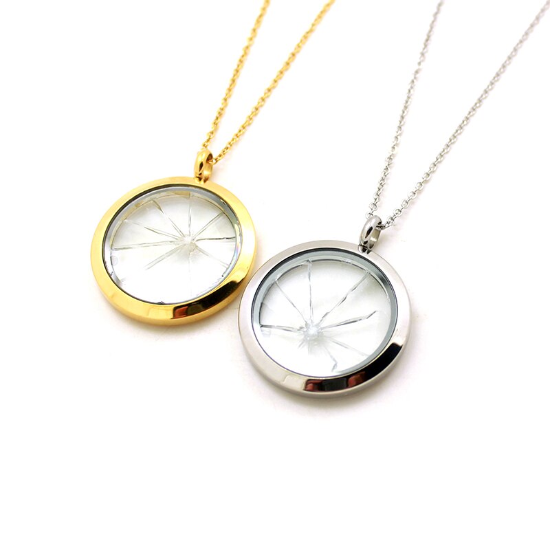 10pcs/lot 30MM Round Stainless Steel Shattered Glass Ceiling Necklace LSFL066