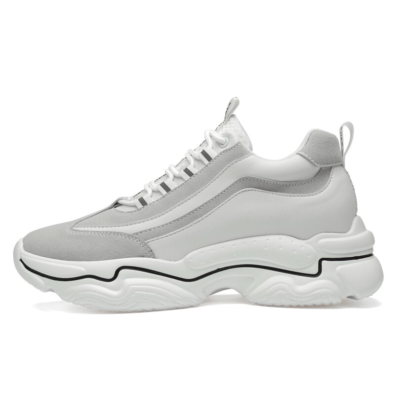 Mannen Lift Schoenen Verhooging Schoenen Hoogte Toename Inlegzolen 7Cm Man Sport Hoogte Toenemende Schoenen Hoogte Schoenen: white / 43