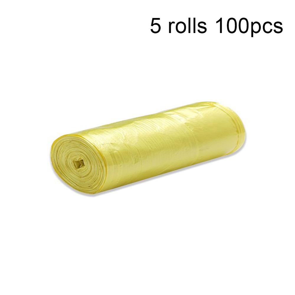 5 Rolls 100pcs Disposable Garbage Bag Kitchen Rubbish Bags Plastic Garbage Bag Kitchen Waste Bag Plastic Trash Bag Kitchen Tools: Yellow  Vest