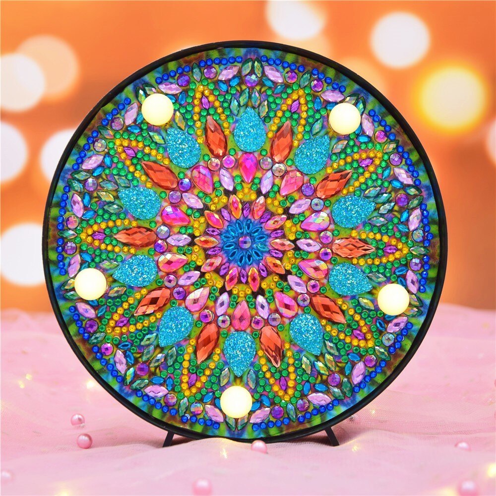 HUACAN lampe à peindre en diamant pour enfants | Bricolage, lampe mosaïque en diamant avec motif Mandala broderie diamant, de dessin animé, de noël pour enfants