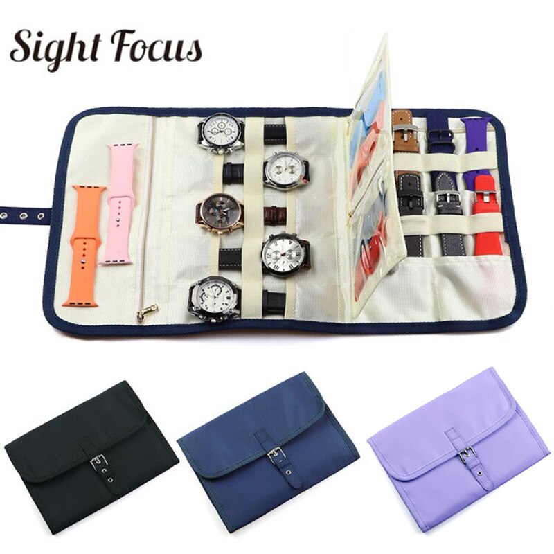 Reizen Horlogebanden Storage Case Voor Apple Samsung Horloge Band Strap Organizer Carry Bag Display Box Clutch Horloge Roll Houder Pouch