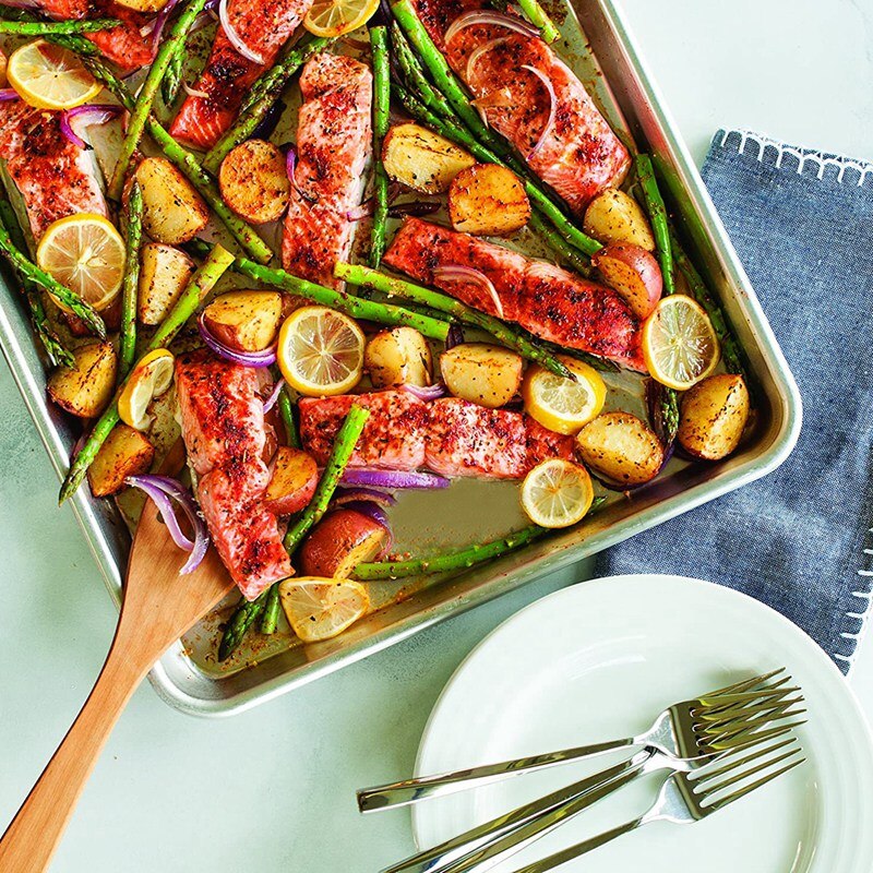 Aluminum Rectangular Baking Tray,Cake Baking Tray Cookie Shelf Baking Tray,Baking Tray (2 Pack), Silver