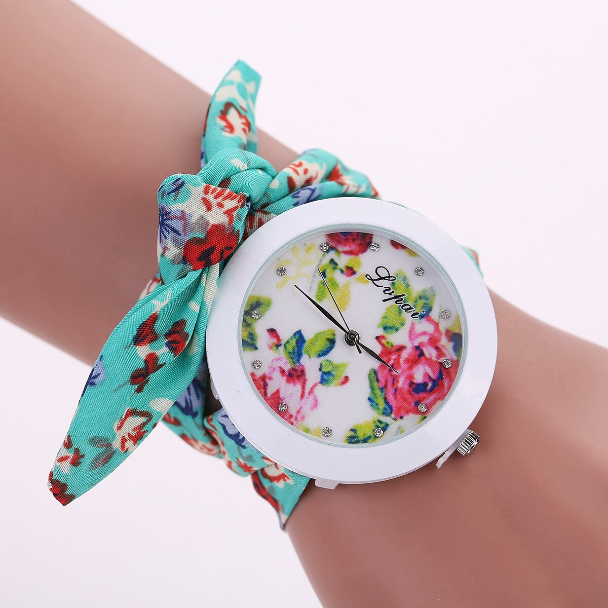 Unique dames fleur tissu ruban montre-Bracelet de femmes robe montre de tissu montre doux filles Bracelet montre: 5