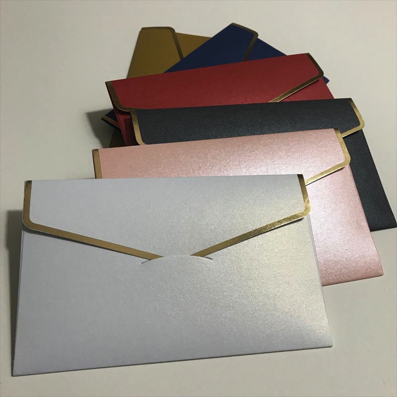 25 stuks 175 x 110mm(6.8 x 4.3 inch) parelkleurige enveloppen met gouden rand voor dikkere uitnodigingsenveloppen