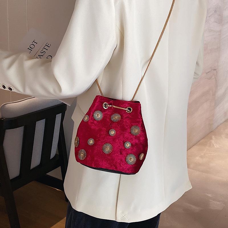 Women's bags Female bag One Shoulder bag Messenger Bag velvet Woollen cloth chain bucket bag mini bag ladies bag small bag