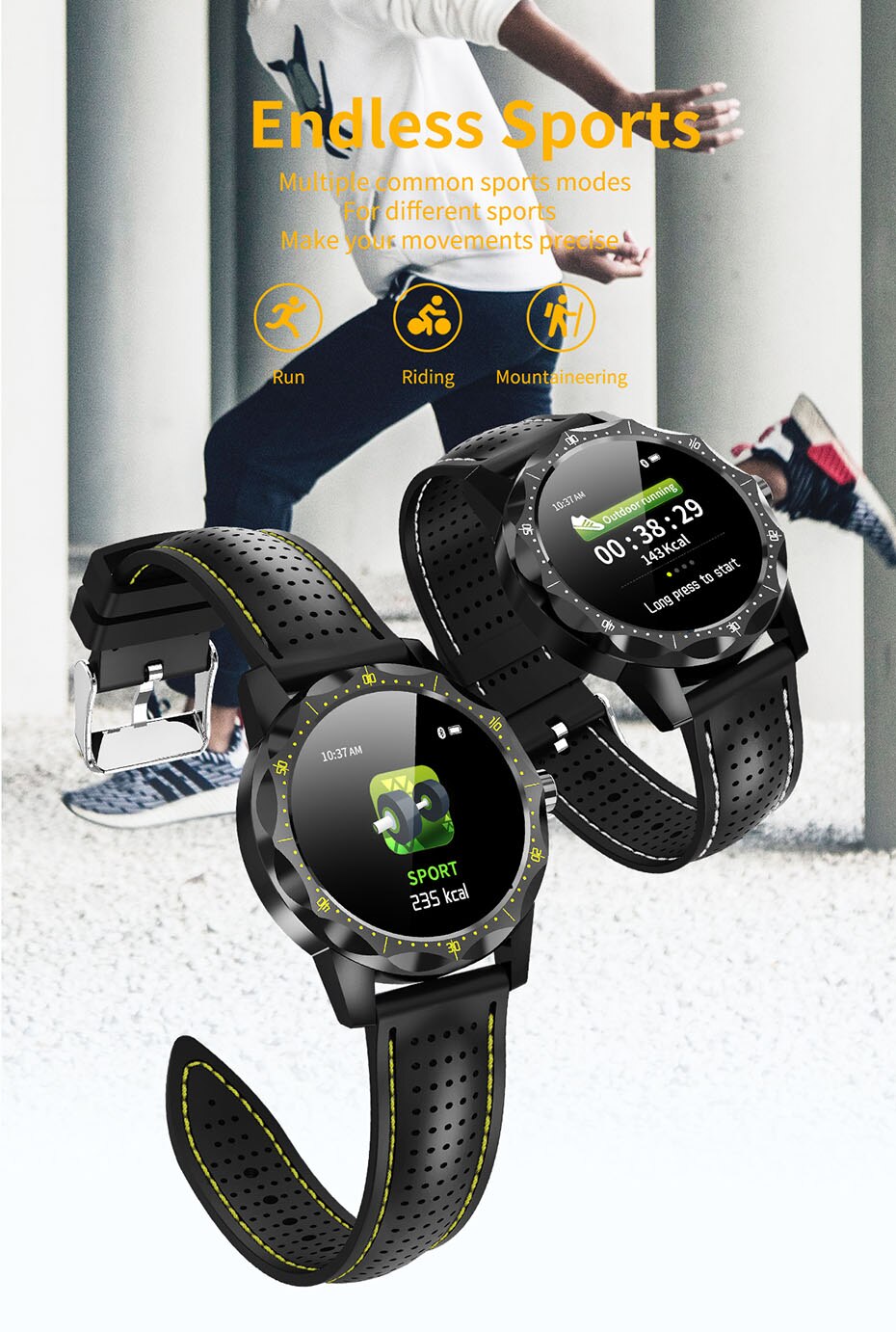 Homme Sport FitnessTracker Bluetooth Smartwatch hommes rappel d'appel numérique montre pour IOS Android 1.3 pouces écran Relogio Inteligente