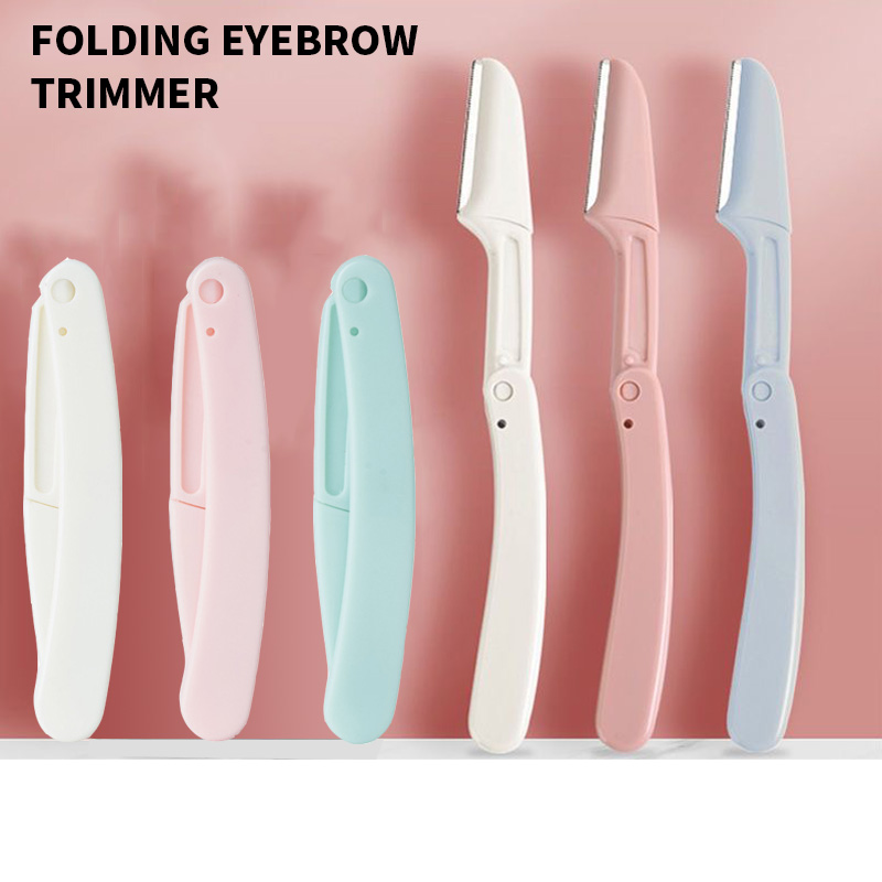 3PCS Draagbare Wenkbrauw Trimmer Veilig Wenkbrauw Shaper Opvouwbare Wenkbrauw Trimmer Scheermesje Scheermes vrouwen Makeup Tools