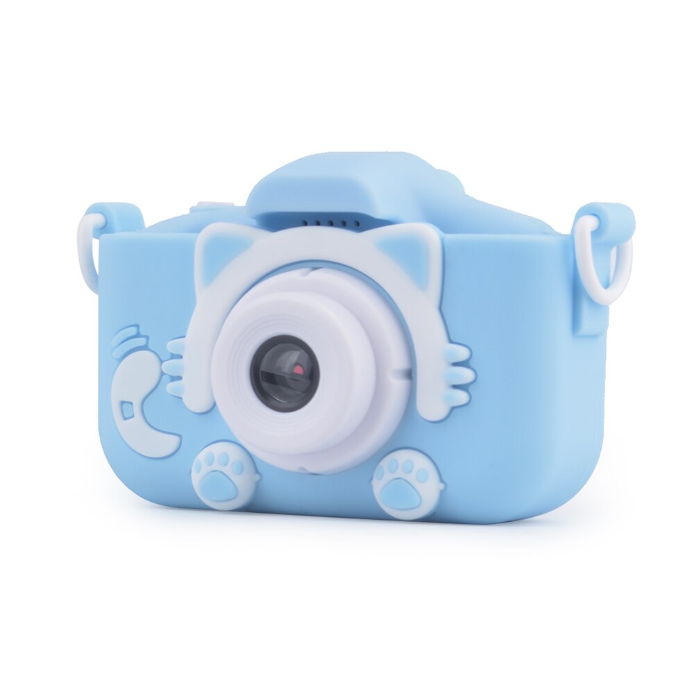 Mini Children Camera 20MP 1080P Small Cartoon Digital SLR Camera 2.0 Inch IPS Screen with Front & Rear Dual Cameras: blue / 32G