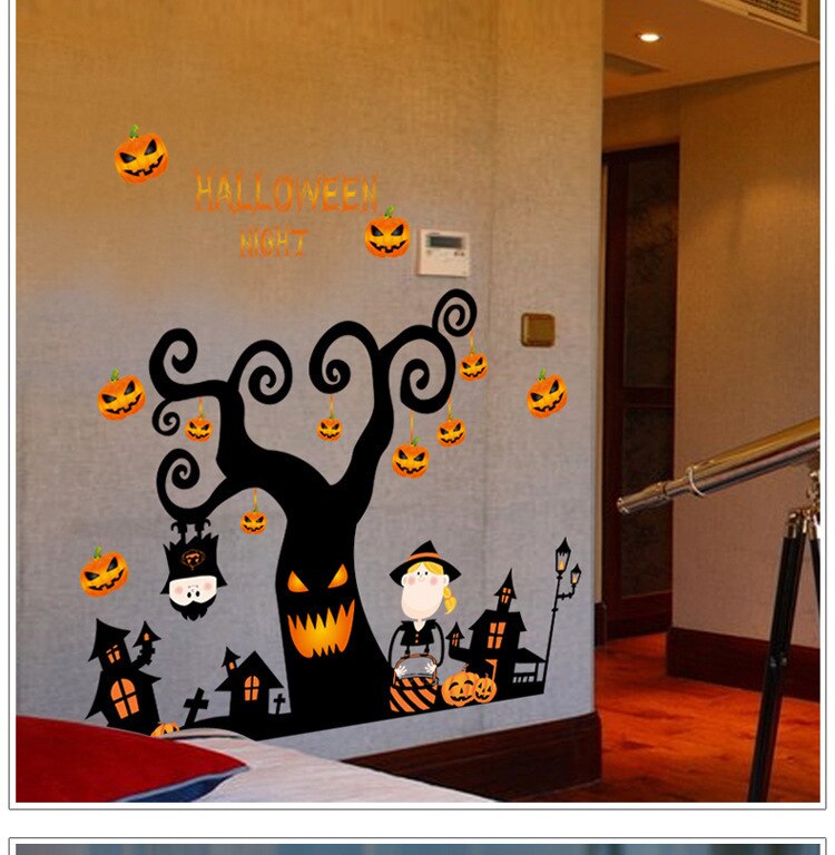 SK9095 window glass decorative wallpaper stickers stickers with the Halloween wall stickers undertakes a door