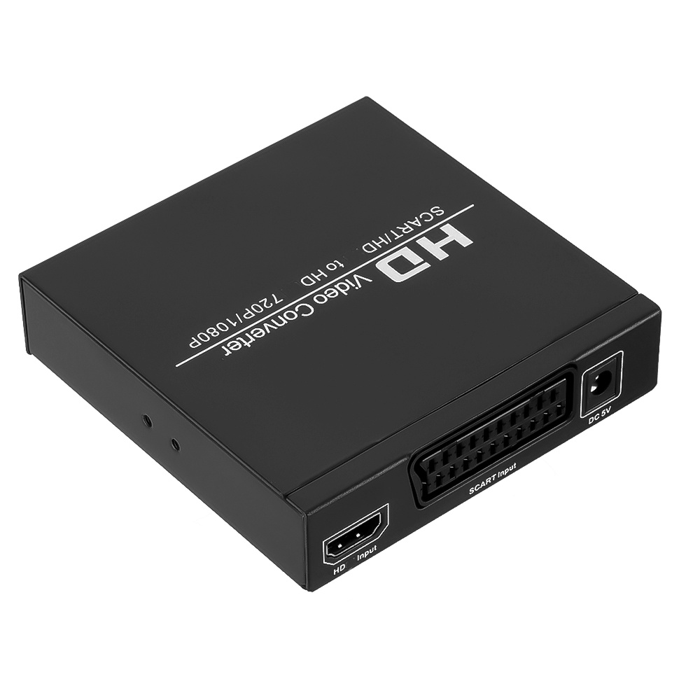 Convertidor Digital SCART HD a HD de 1080P, convertidor de vídeo de alta definición, adaptador de enchufe de alimentación UE/EE. UU. para HDTV HD