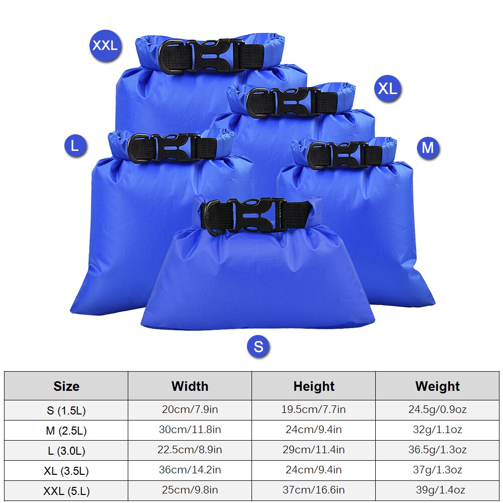 5PCS Outdoor Waterproof Storage Bags Dry Sacks Outdoor Swimming Waterproof Bag Smartphone Camera Storage Bags for Water Sports