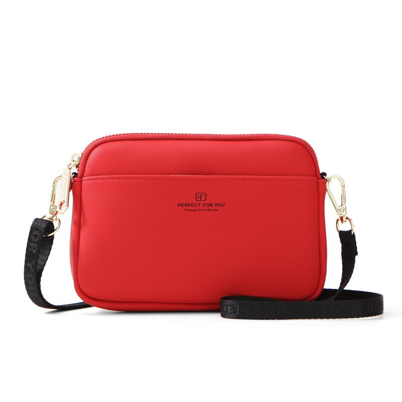 Frauen Leder Bote Taschen Frauen Handtasche Solide Dame Schulter Crossbody-tasche Geldbörse Brust Vielseitige Tasche Bolsa Feminina: rot