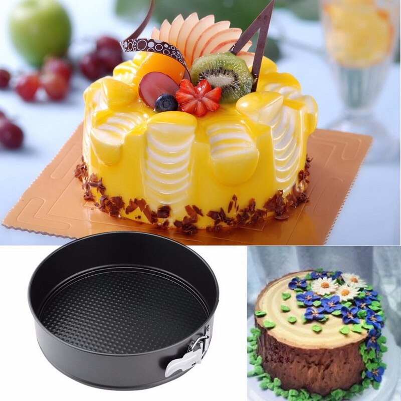 3PC Backformen Backen Pfannen Küche Kuchen Schimmel Kleine Runde Backform Schwere Kohlenstoff Nicht-Stock Slipknot Abnehmbare Basis tablett