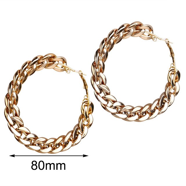 17km guldkæde oversize store bøjleøreringe til kvinder pige bijoux kæmpe geometrisk cirkel rundt øreringe punk smykker: Cs510060101