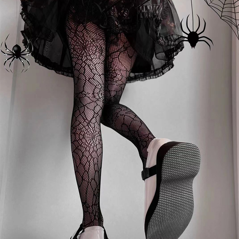 Primavera Estate Sottile Party Club Collant Scuro Scavato Calze A Rete Donne Gotico Spider Web Rete di Pesce Collant di Seta Nera