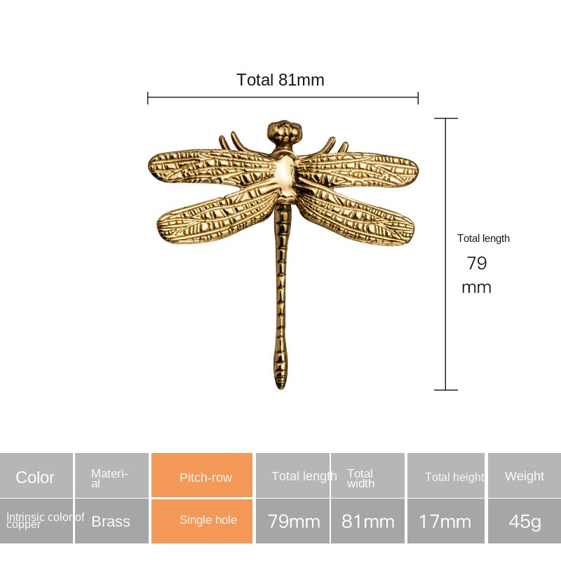 Vlinder Dragonfly Messing Knoppen Kast Trekt Lade Keukenkast Handvatten Hardware Handvat: Brass Dragonfly