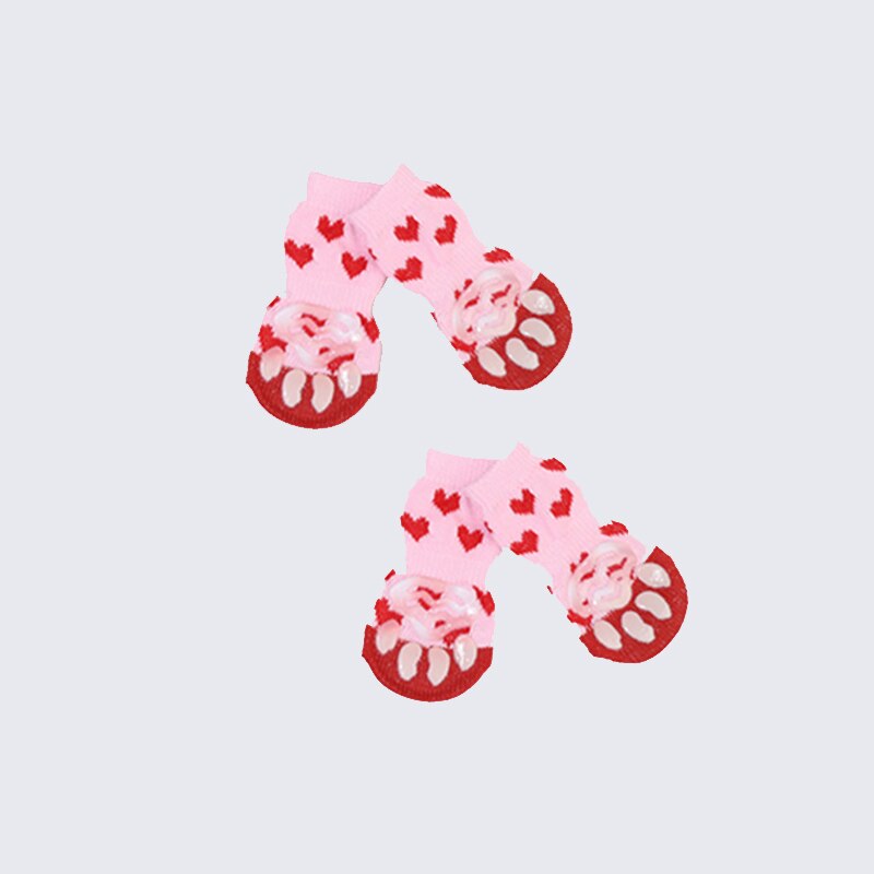 Anti-Slip Pet Hond Sokken Gebreide Sokken Kleine Kat Honden Winter Sokken Chihuahua Dikke Warme Poot Protector Hond Sokken booties Accessoires: 2 / M